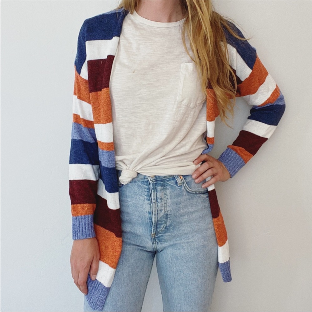 Retro Striped Cardigan Sweater